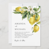 ボホ素朴ウォーターカラーレモン結婚ズ 招待状 (正面)