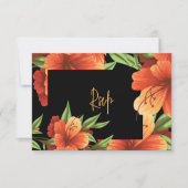 ボホ素朴ウォーター色オレンジ色のフローラ結婚ズ 出欠カード (正面)