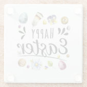 ボホ素朴ウォーター色カラフルハッピーイースター ガラスコースター (裏面)