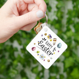 ボホ素朴ウォーター色カラフルハッピーイースター キーホルダー