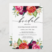 ボホ素朴ウォーター色フローラブライダルシャワー 招待状 (正面/裏面)