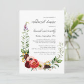 ボホ素朴ウォーター色フローラリハーサルディナー 招待状 (スタンド正面)