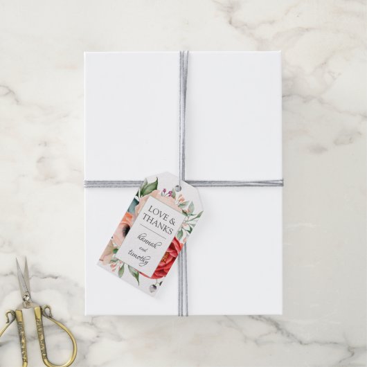 ボホ素朴ウォーター色フローラ結婚ズ ギフトタグ (より糸付き)