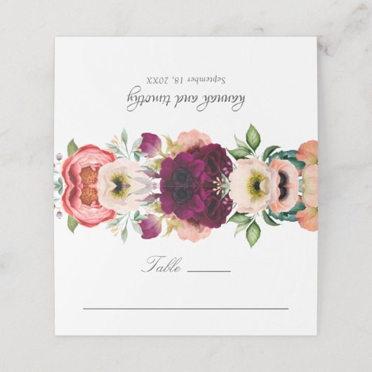 ボホ素朴ウォーター色フローラ結婚ズ プレイスカード (外部開封)