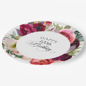 ボホ素朴ウォーター色フローラ100th誕生日パーティー ペーパープレート (アングル)