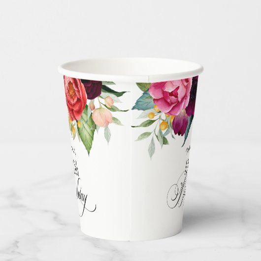 ボホ素朴ウォーター色フローラ100th誕生日パーティー 紙コップ (右)