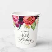 ボホ素朴ウォーター色フローラ100th誕生日パーティー 紙コップ (正面)