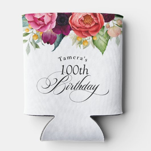 ボホ素朴ウォーター色フローラ100th誕生日パーティー 缶クーラー (裏面)