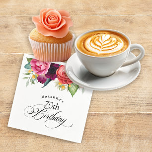 ボホ素朴ウォーター色フローラ70th誕生日パーティー スタンダードカクテルナプキン