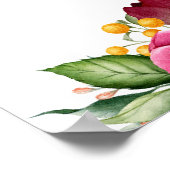 ボホ素朴ウォーター色フローラ80th誕生日パーティー ポスター (角)