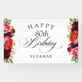 ボホ素朴ウォーター色フローラ80th誕生日パーティー 横断幕 (横)