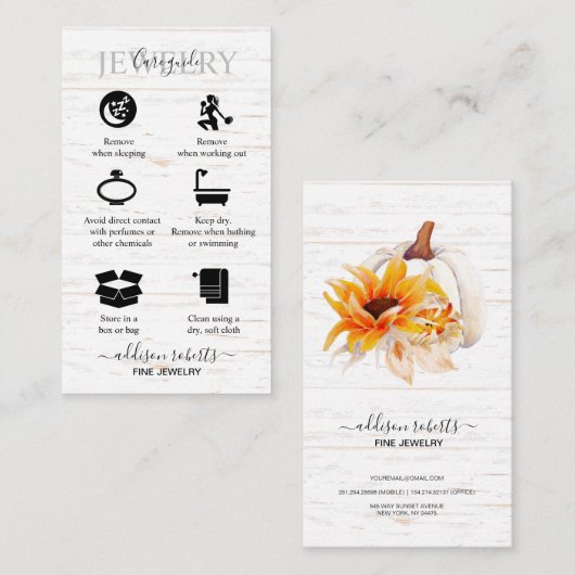 ボホ素朴ウッドウォーターカラーヒマワリジュエリー気に 名刺 (正面/裏面)