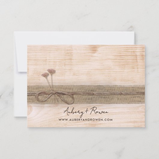 ボホ素朴エコウッド赤面ワイルドフラワー結婚ズ 出欠カード (裏面)