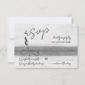 ボホ素朴エコバフェイクーラップウッドラベンダーズ結婚ス 出欠カード (正面)