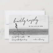 ボホ素朴エコバフェイクーラップウッドラベンダーズ結婚ス 出欠カード (正面)