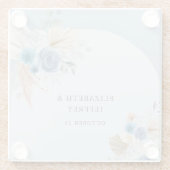 ボホ素朴エレガントダスティブルーパンパ結婚ス ガラスコースター (裏面)