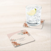 ボホ素朴エレガントテラコッタパンパ結婚ス スクエアペーパーコースター (インサイチュ)