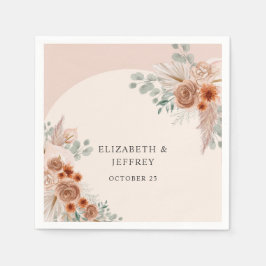 ボホ素朴エレガントテラコッタパンパ結婚ス スタンダードカクテルナプキン