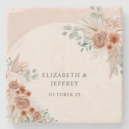 ボホ素朴エレガントテラコッタパンパ結婚ス ストーンコースター