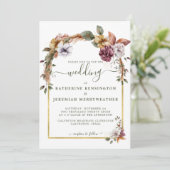 ボホ素朴エレガントフローラアー結婚チ 招待状 (スタンド正面)