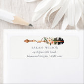 ボホ素朴エレガント羽フローラ矢印アドレス ラベル (インサイチュ)