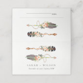 ボホ素朴エレガント羽フローラ矢印結婚の プレイスカード (外部開封)