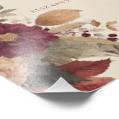 ボホ素朴オータムフローラの結婚ゲストブックサイン フォトプリント            (角)