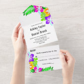 ボホ素朴カラフルバラ夏フローラ結婚ズ オールインワン招待状 (貼ってはがせる)