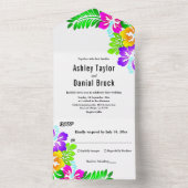 ボホ素朴カラフルバラ夏フローラ結婚ズ オールインワン招待状 (内側)