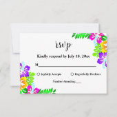 ボホ素朴カラフルバラ夏フローラ結婚ズ 出欠カード (正面)