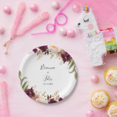 ボホ素朴カラフルフローラ結婚ケーキ ペーパープレート (パーティー)