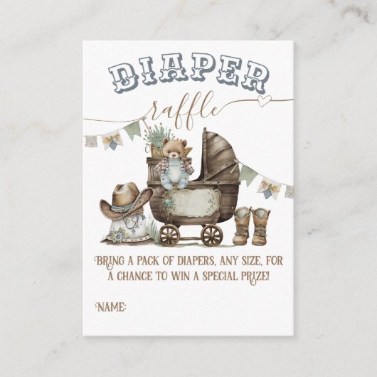ボホ素朴カントリーボーイシャワーおむつラッフル エンクロージャーカード (正面)