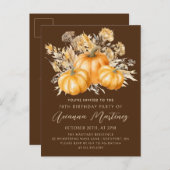 ボホ素朴カンプキン秋70th誕生日パーティー インビテーションポストカード (正面/裏面)