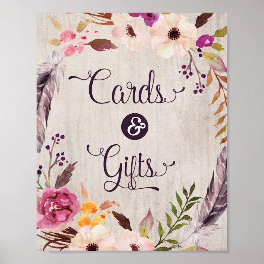 ボホ素朴カード&ギフトブライダルシャワー装飾 ポスター (正面)