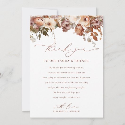 ボホ素朴ガーデン結婚フラワーズ サンキューカード (正面)