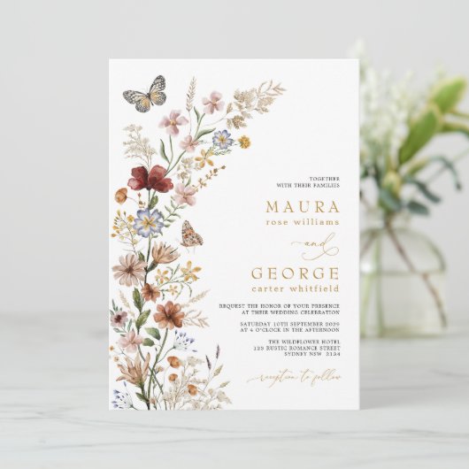 ボホ素朴ガーデン結婚フラワーズ 招待状 (スタンド正面)