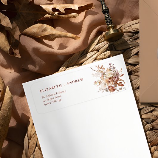 ボホ素朴ガーデン花結婚の差出人住所 ラベル