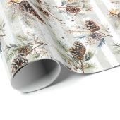 ボホ素朴クリスマスパインファームハウスパターン ラッピングペーパー (ロールコーナー)