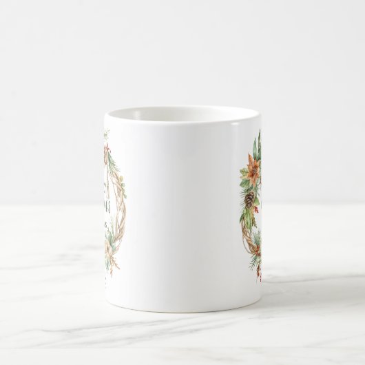 ボホ素朴クリスマスリースホリデーコーヒーマグ コーヒーマグカップ (中央)