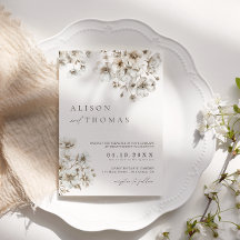 ボホ素朴クリームフローラ結婚式招待状