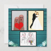  ボホ素朴グリーングリッター木製結婚ズ  招待状 (裏面)