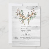 ボホ素朴コットンとユーカリQRコード結婚ズ 招待状 (正面)