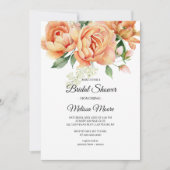 ボホ素朴コーラルピーチフラワーズグリーナリー 招待状 (正面)