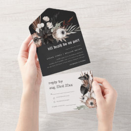 ボホ素朴ゴシックRust Black Botanical 結婚's オールインワン招待状