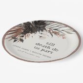 ボホ素朴ゴシックRust Black Botanical 結婚's ペーパープレート (アングル)