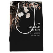 ボホ素朴ゴシックRust Black Botanical 結婚's ミディアムペーパーバッグ (正面)