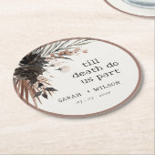 ボホ素朴ゴシックRust Black Botanical 結婚's ラウンドペーパーコースター (アングル)