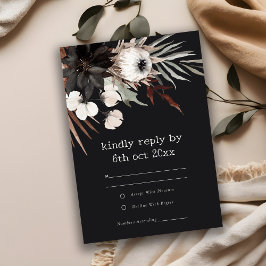 ボホ素朴ゴシックRust Black Botanical 結婚's 出欠カード