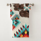 ボホ素朴サウスウェスタン牛アステカ皮模様 バスタオルセット (インサイチュ)