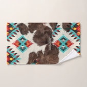 ボホ素朴サウスウェスタン牛アステカ皮模様 バスタオルセット (ハンドタオル)